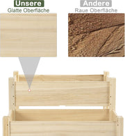 Outsunny verhoogd bed, 2 verdiepingen, koud frame, kruidenbed, plantenbak met 8 afvoergaten, massief hout, naturel, 86 x 85 x 72 cm
