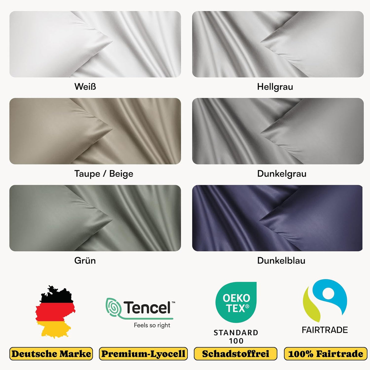 Tencel Beddengoed 200x200 Grijs Lichtgrijs + 80x80 cm | 100% Lyocell | bijzonder zacht hoogwaardig | Ritssluiting | Oeko-Tex | geschikt voor allergieën | Ademend tegen zweet