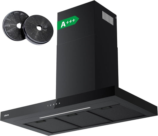 CIARRA CBCB9102 A+++ Afzuigkap 90cm 650 m³/h - Touch Control en Wifi - 4 Snelheden met Booster,afvoerstand en recirculatie afzuigkap met koolstoffilter CBCF003 - Roestvrij Staal