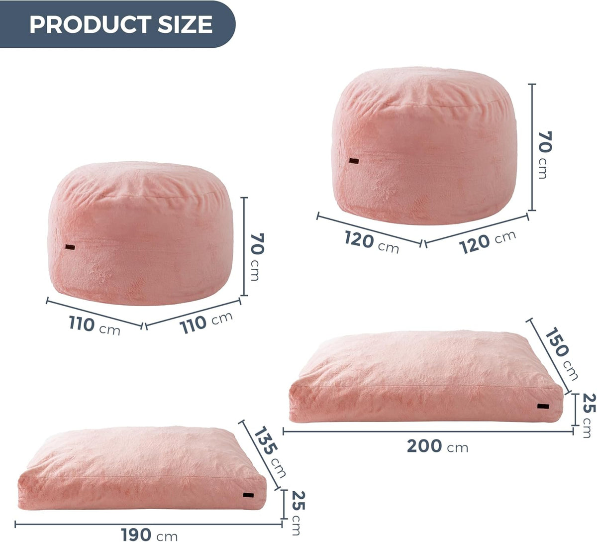 MAXYOYO Bean Bag Bed Convert Bean Bag to Bed Foam Sofa with Shaggy Cover and Fluffy Filling for Adults, Teenagers and Guests (Pink,King Size)