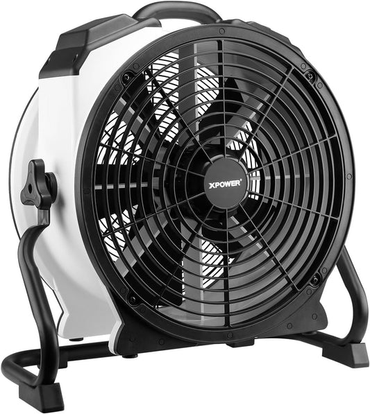 Industriële Luchtcirculator Wit – Luchtverplaatser, Vloerventilator, Circulatieventilator, Werkplaatsventilator – 4 Snelheidsstanden – Instelbare Draaihoek en 2400 CFM