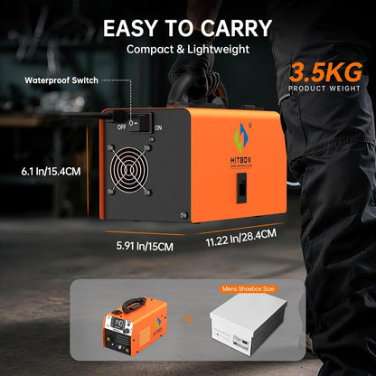 HITBOX MIG Lasser 140A 4-in-1, Compacte IGBT Inverter met 0,8 mm Draad – Draadloze Lasser, ARC, Lift TIG, Spool Gun Zonder Gas voor Hobby en Doe-Het-Zelf (HBM200AZ)