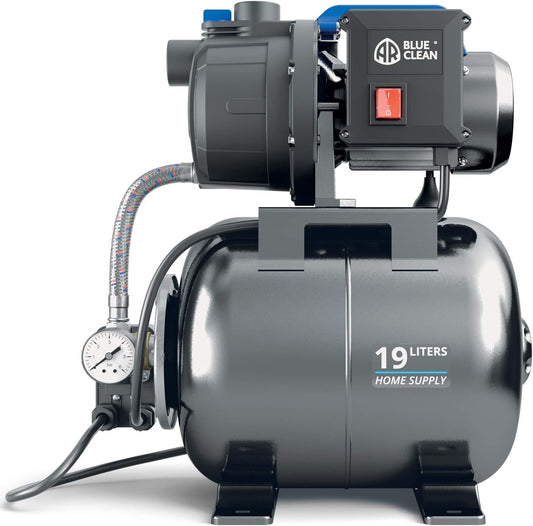 Zelfaanzuigende Pomp – Waterpomp – Tuinpomp – Irrigatiepomp – Grijswaterpomp – Groot Koolstofstalen Reservoir 19L – Krachtige Motor 600W, Max. Debiet 3100 l/u