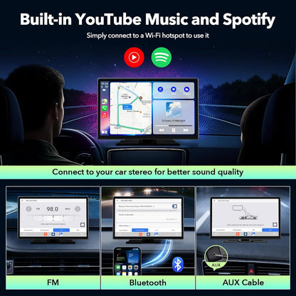 9 Inch Carplay Scherm – Android Auto Scherm – Auto Multimedia Speler – Touchscreen Navigatie – Backup Camera – Draadloos Wifi – Spraakbesturing Siri & Google Assistant