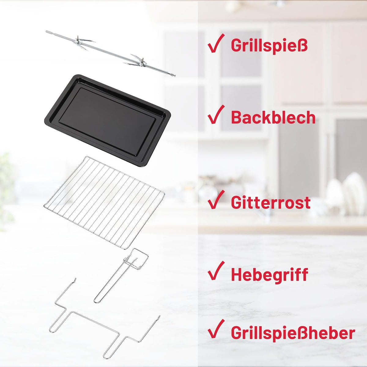 ICQN 50 liter mini oven | 1400 W | Circulerende lucht | Pizzaoven | Dubbele beglazing | Braadspit | Timer | Inclusief bakplaten set | Elektrische mini-oven | 40 ° -230 ° C | Geëmailleerd | zwart