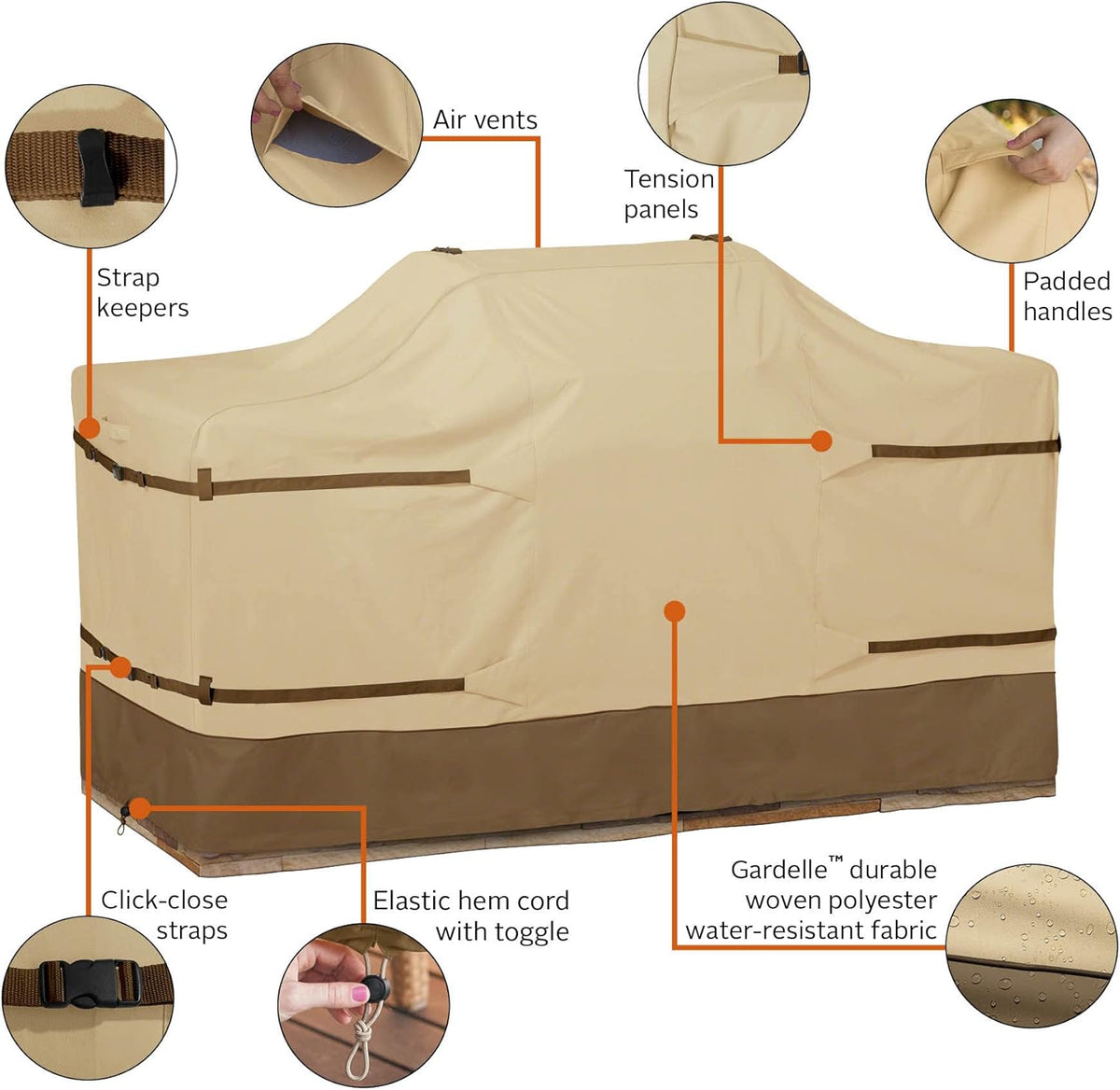 Classic Accessories 55-628-031501-00 Veranda Volledige dekking Center Grill Island Cover, Medium