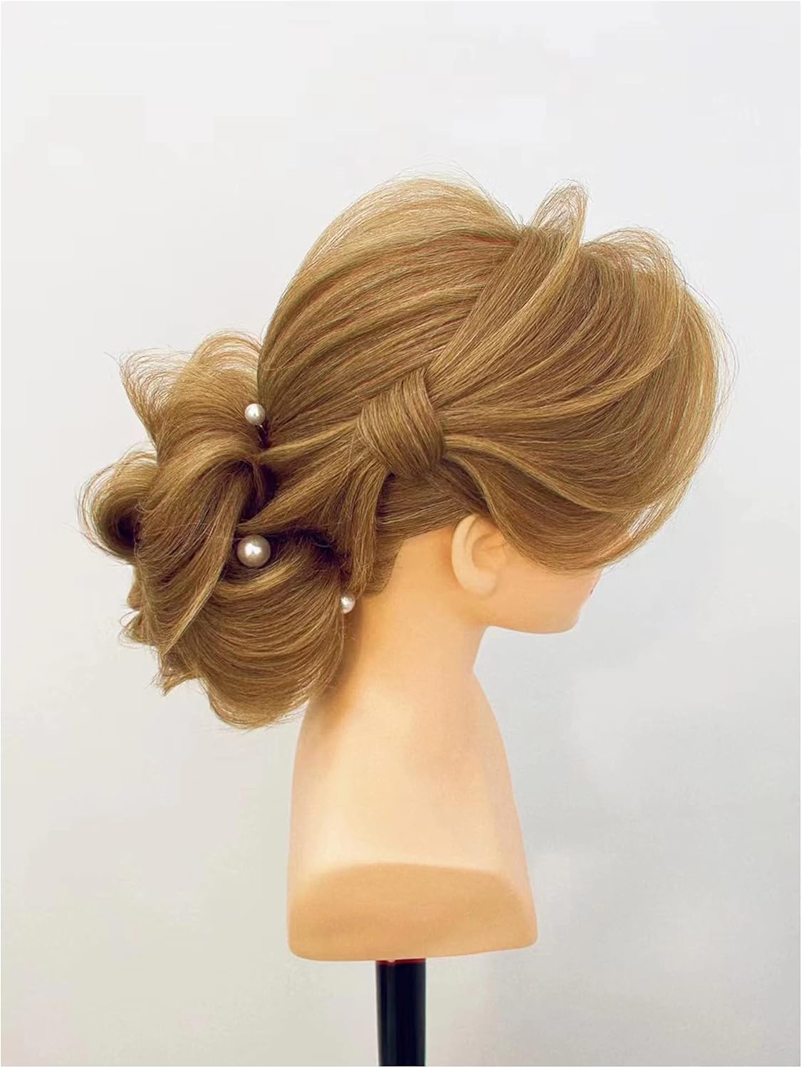 100% menselijk haar kosmetische mannequin hoofd hoofd hoofd praktische gevlochten stijl training kleuring bleken huidskleur krullen knippen haarelastiekjes (linnenkleuren)
