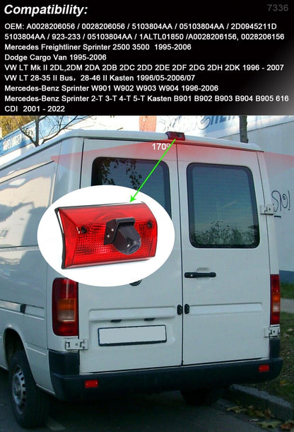 HD Remlicht Achteruitrijcamera Achteruitrijcamera met Verstelbare Hoek Compatibel met Mercedes Freightliner Sprinter 2500 3500/W901 W902 W903 W904/B901 B902 B903 B904 B905/Dodge Cargo Van/V W LT Mk 2