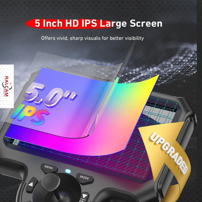 Ralcam endoscoopcamera 6,2 mm endoscoopcamera - 360° inspectiecamera met licht 5,0" HD 1280x720 pijpcamera, camera's met 6 LED's, IP67 waterdichte 1,5 m semi-rigide pijpcamera telescopische camera