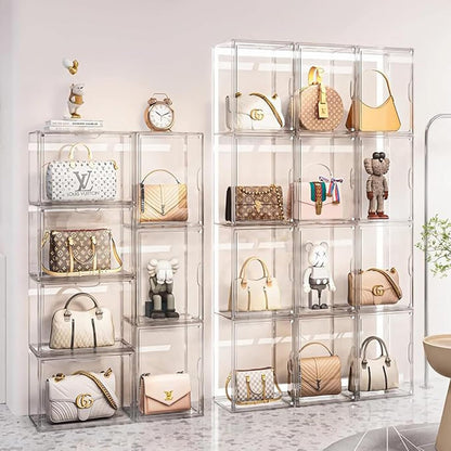 Tentoonstellingsvitrine van acryl met deur voor verzamelvitrines, vitrine, plexiglas, voor handtas, figuren, Funko Pop, zelfmontage (6, 36 x 27 x 27 cm)