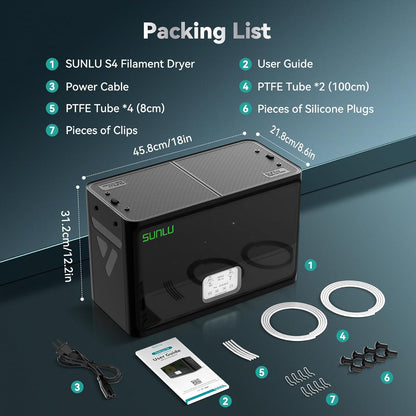 Filamentdroger – Filament Dryer – Filament Droogbox – Filament Ontvochtiger – 3D-Printer Accessoires – 4 Spoelen Capaciteit – Intelligente Vochtregeling en Snel Opwarmen Tot 70 °C
