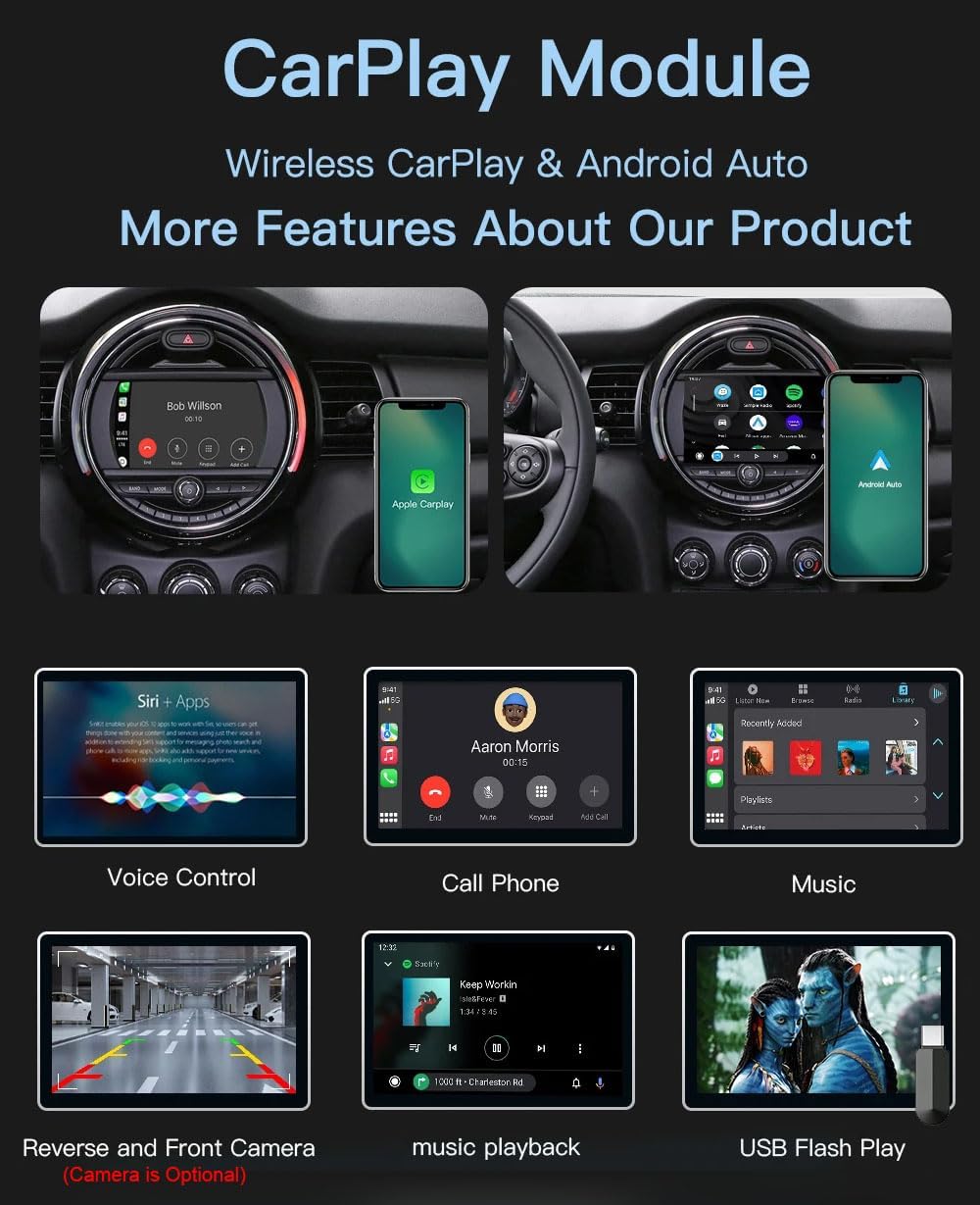 9” AHD GPS Navigator Autoradio – Multimedia Systeem – CarPlay Radio – Android Auto Radio – Achteruitrijcamera Systeem – Draadloze CarPlay & Canbus Integratie – Compatibel met Mini Cooper R50 tot R61