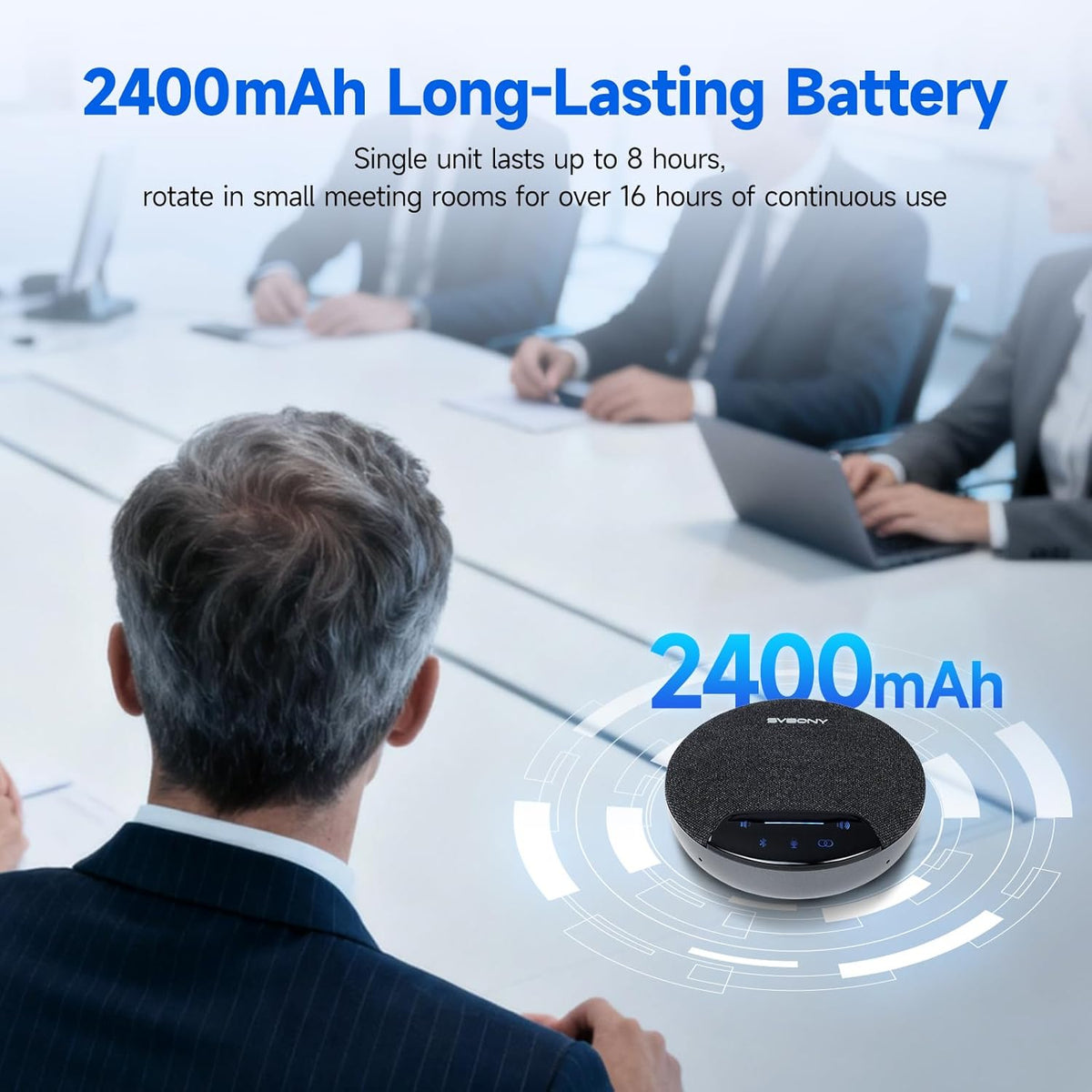 SVBONY SVN O1 Wireless Conference Speaker, AI Noise Cancellation, Wireless Cascading, 4 Microphones, 360° Full Duplex Speaker, Bluetooth 5.0 and USB Dongle for Large Meeting Rooms (2 Pack) - QUORE