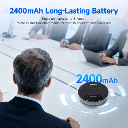 SVBONY SVN O1 Wireless Conference Speaker, AI Noise Cancellation, Wireless Cascading, 4 Microphones, 360° Full Duplex Speaker, Bluetooth 5.0 and USB Dongle for Large Meeting Rooms (2 Pack) - QUORE