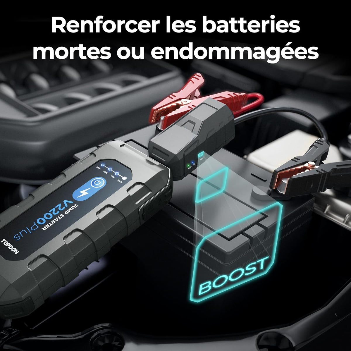 2-in-1 Auto Starthulp – Jumpstarter – Startbooster – Accutester – Powerbank – 2200A Piekstroom – Geschikt voor 12V Voertuigen tot 8L Benzine/6L Diesel