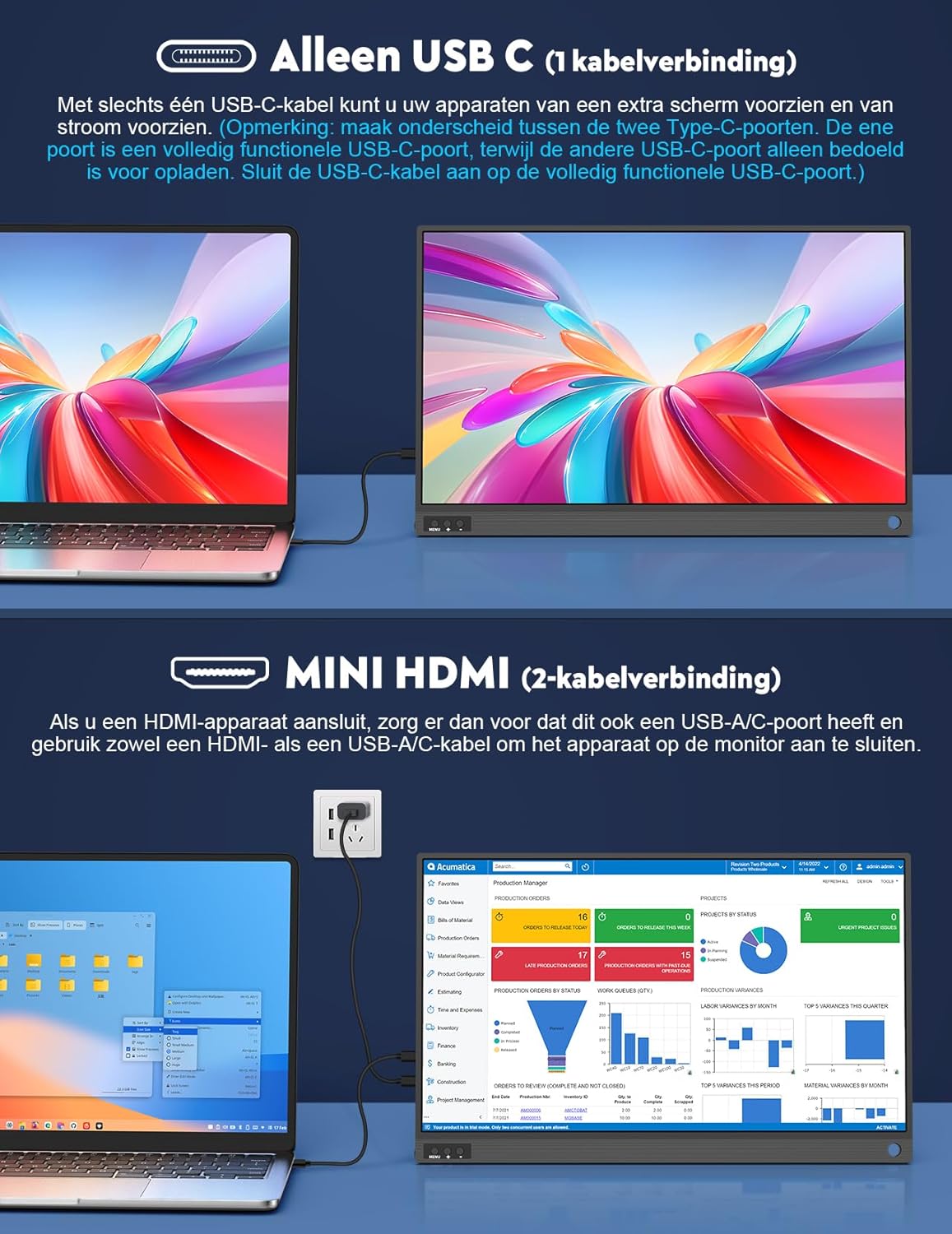 Portable Monitor 15.6" 1080P FHD Portable Monitor IPS Screen, Portable Screen Laptop Extender Plug and Play, USB C HDMI Portable Screen for Laptop/PC/Mac/Phones/PS45/Switch with Stand - QUORE