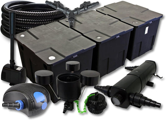 SunSun vijverfilterset voor 90.000 l met UVC 36W, ECO-pomp 100 W, slang 25 m en fontein