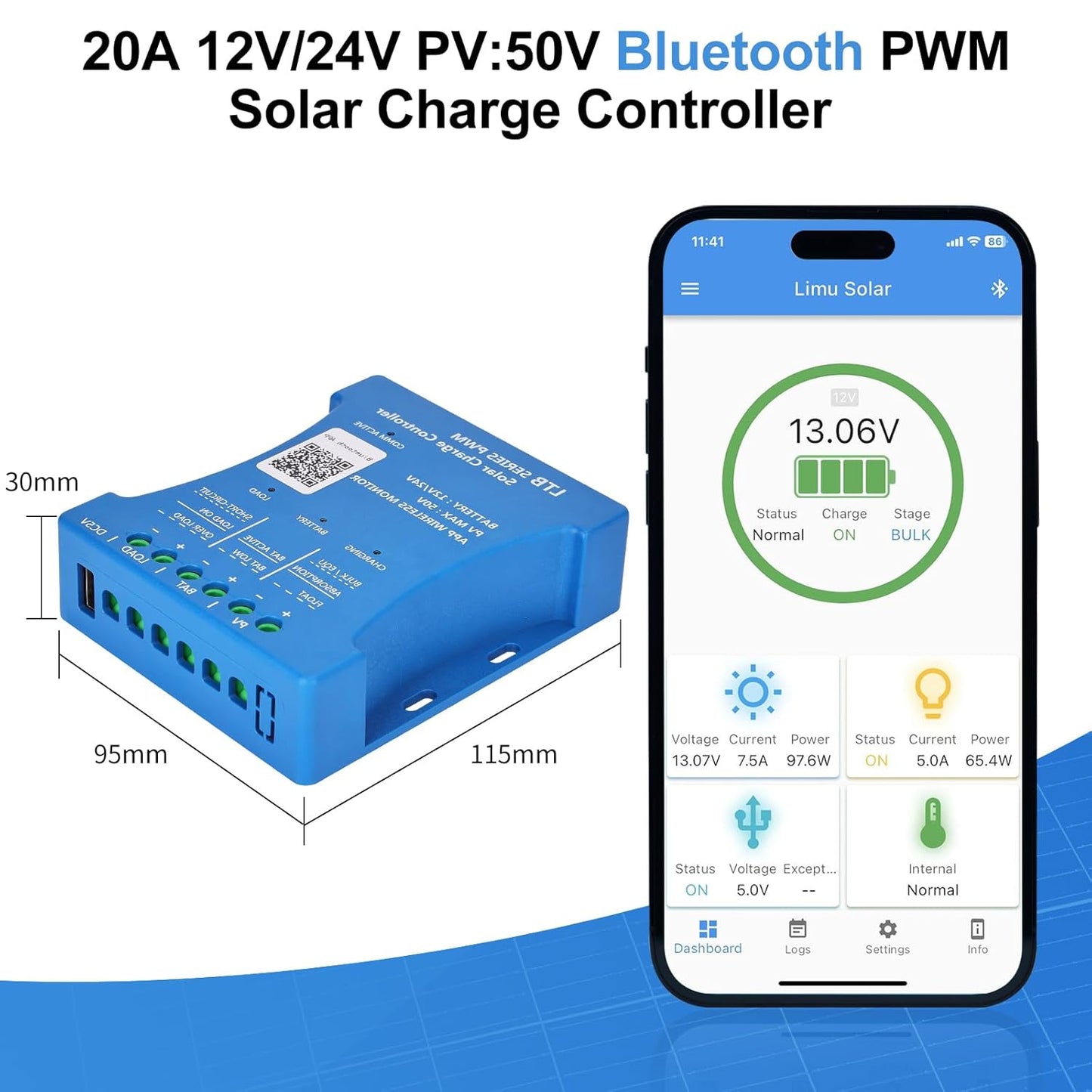 【120W Bluetooth&APP Zonnepaneelkit】DERUXI 120 W Caravan Zonnepanelen Set 0,5 kWh/dag Off-Grid voor RV Auto Boot Camping: 120W 12V Zonnepaneel+20A Bluetooth Laadcontroller+ 4 stuks Zonnekabel+Z-beugel