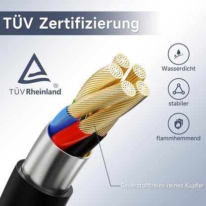 Oplaadkabel Type 2, 3,6 kW, 5 m, Type 2, Schuko, 6-16 A digitaal display, draagbare EV-oplader, vermogensaanpassing en timerfunctie, EV-oplader voor EV PHEV IEC 62196-2
