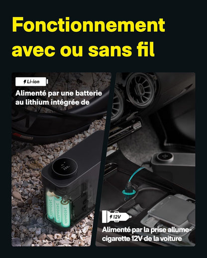 HOTO Elektrische luchtpomp Master, draadloze draagbare bandenpomp voor auto en fiets, 9 modi, dual power voor SUP, kajak, luchtmatras, tent en zwembadaccessoires