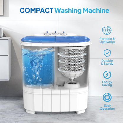 Draagbare Wasmachine – Mini Wasmachine – Elektrische Wasmachine – Wastrommel – Spinnermachine – Compact Formaat – 4,5 kg Capaciteit – 1300 RPM Motor