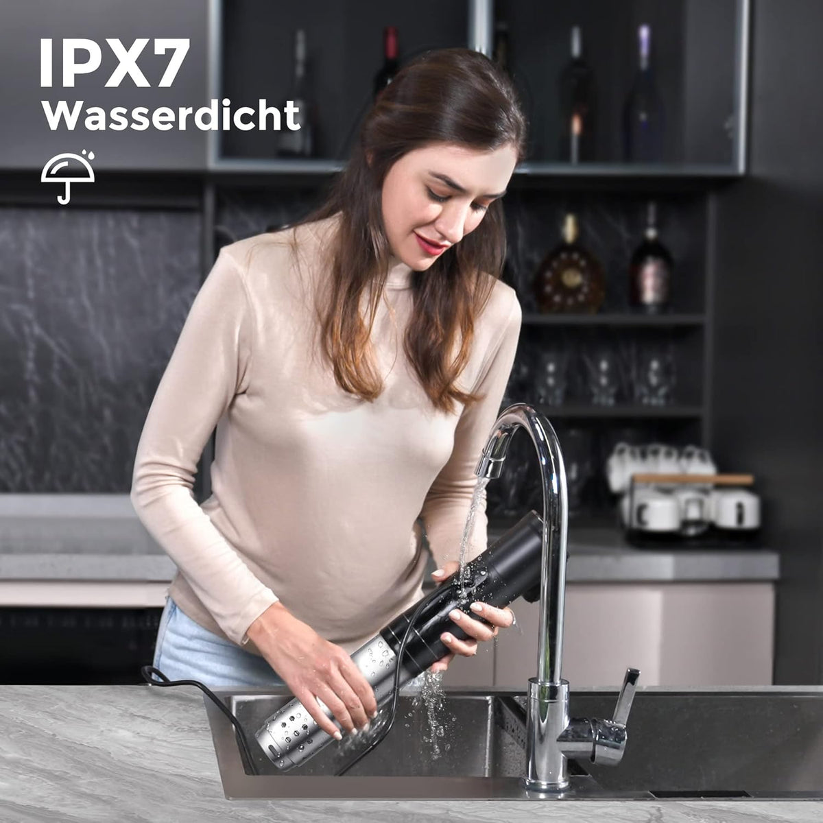 KitchenBoss Sous Vide Garer Stick WLAN: G330 Wifi precisiekooktoestel, nauwkeurige temperatuurinstelling tot 90 graden Celsius, IPX7 waterdicht, TFT, onderdompeling 360 graden circulatie met timer