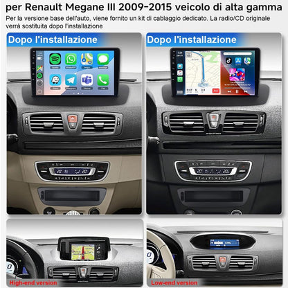 Autoradio voor Renault Megane III 2009-2015 Android 15 Car Stereo 4 + 64GB Wireless Carplay 9 inch touchscreen GPS-navigatie Bluetooth 5.4, WiFi 6.0, DSP, Dual USB