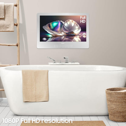 SYLVOX Smart Mirror Badkamertelevisie, badkamerspiegel, tv, 32 inch FHD, IP66 waterdicht, 12 V, Google TV 1080P, 60Hz, mobiele telefoon op tv, wifi en bluetooth, smart tv voor hotel, gym, sauna