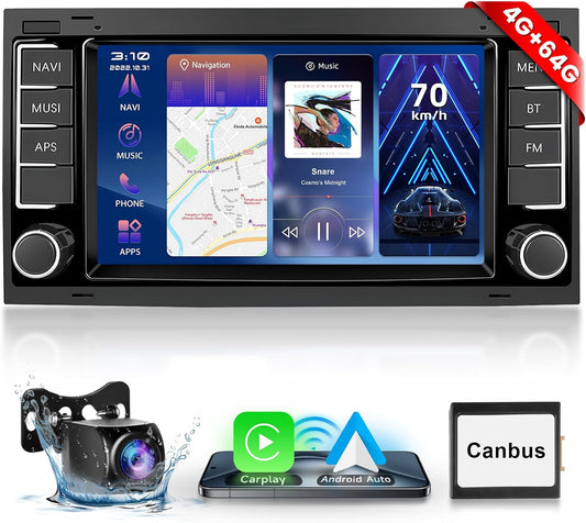 Autoradio – 2-Din Autoradio – Multimedia Autoradio – CarPlay Radio – Android Auto Radio – 7 Inch Touchscreen – Android 13 4+64GB, GPS/WiFi