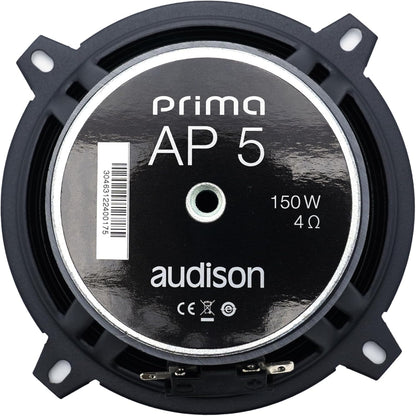 Audison APK 130 2-weg autoluidsprekersysteem, 225W piekvermogen, 5,25 inch componenten met crossover, 4 Ohm impedantie, frequentiebereik van 50 Hz tot 20 kHz, zwart