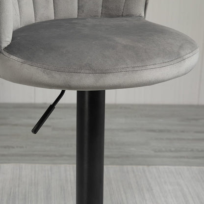 HOMCOM set of 2 bar stools, swivel bar stools with velvet touch backrest, height adjustable armless foam grey 51.5 x 57.5 x 93-114.5 cm - QUORE