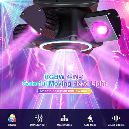 100W Moving Head LED – Discoverlichting – Partylicht – DJ Spot – LED Floodlight – RGBW Kleuren – 540° Rotatie – Meeslepende Bewegingslichten