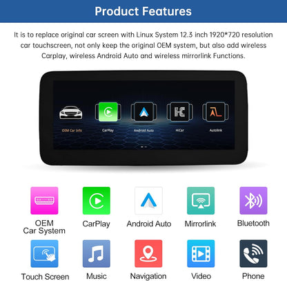 Road Top 12.3 Inch Autoradio Draadloze CarPlay Android Auto Touch Screen voor Mercedes Benz C GLC V Klasse W205 W447 2016-2018 Jaar met NTG5.0, Ondersteuning Mirrorlink
