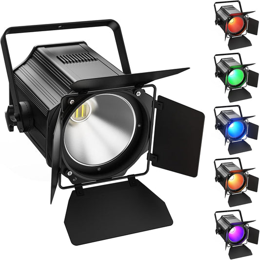 200 W COB LED Par schijnwerper 6-in-1 RGBWA+UV DJ podiumlicht met afschermkleppen, warm-koud wit par schijnwerper met DMX512/auto/sound discoverlichting voor party concert kerk bruiloft theater