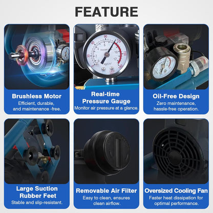 Accucompressor – Persluchtcompressor – Luchtpomp – Draagbare Compressor – Olievrije Compressor – Compatibel Met Makita 18 V – Max Druk 8 Bar – 3 Liter Tank – Stil Geluid 65 dB