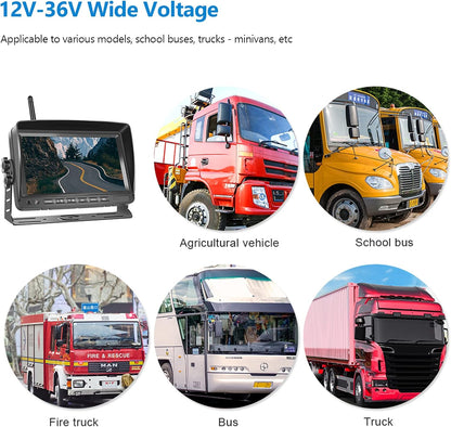 Hodozzy Digitale achteruitrijcamera, draadloos, video-opname, IPS-monitor 7 inch, AHD, 2 camera's, SD-kaart, waterdicht, nachtzicht, auto
