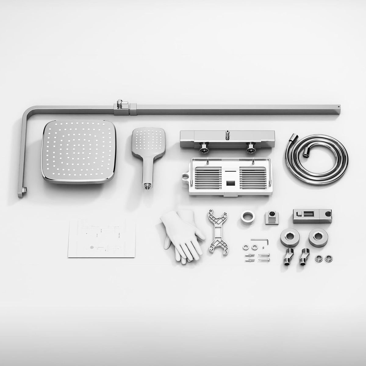 Complete Douche Set – Douchekraan – Regendouche – Handdouche – Thermostaatkraan – Hoogglans Chroom – Constante Temperatuurregeling