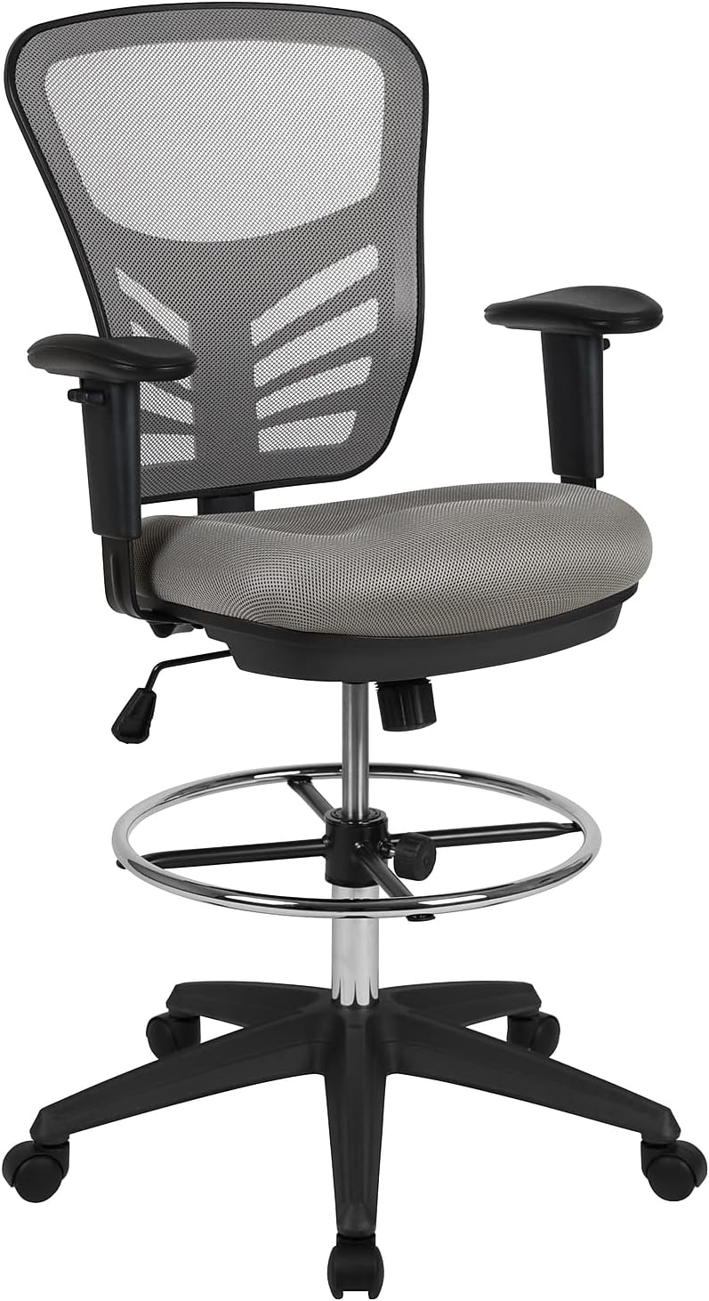 Flash Furniture Opstellen Krukken, Schuimmetaal Plastic Gebouwd Hout, Lichtgrijs Netwerk/Zwart Kader