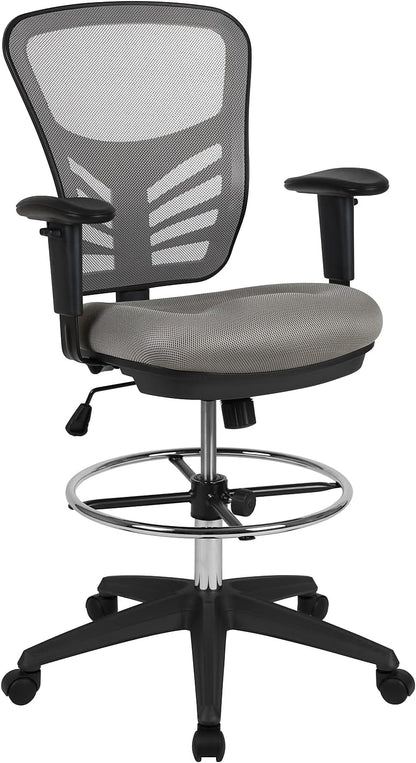 Flash Furniture Opstellen Krukken, Schuimmetaal Plastic Gebouwd Hout, Lichtgrijs Netwerk/Zwart Kader