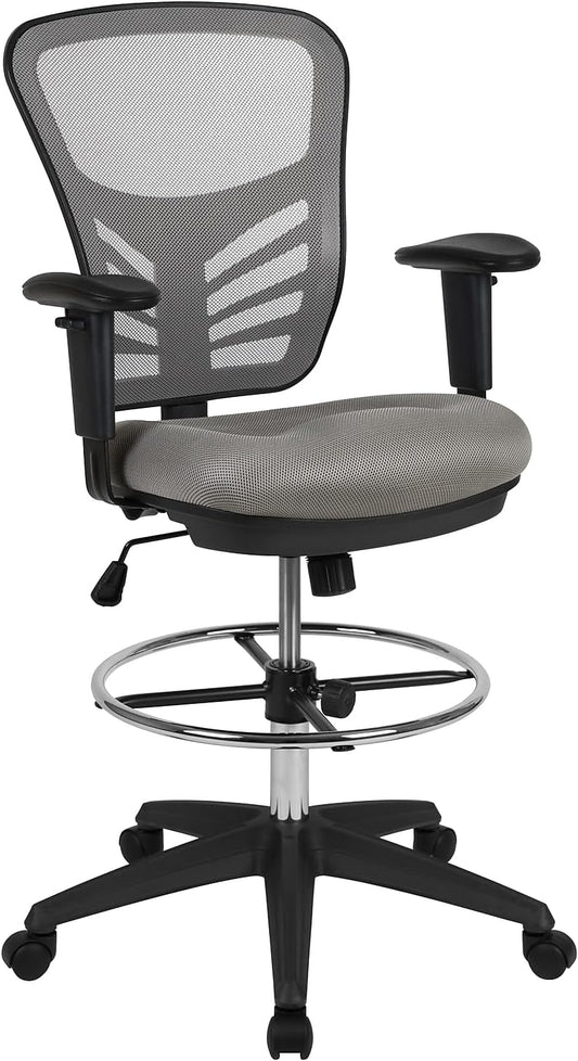 Flash Furniture Opstellen Krukken, Schuimmetaal Plastic Gebouwd Hout, Lichtgrijs Netwerk/Zwart Kader