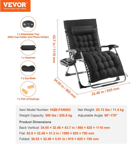 Zero Gravity Relaxstoel – Anti Gravity Stoel – Relaxfauteuil – Tuinstoel – Recliner Stoel – Verstelbaar Tot 500 kg – Stevig Stalen Frame