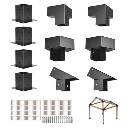 VEVOR Set of 14 Pergola Holders, Wooden Post Holders 92 x 92 mm, 3-Way Corner Holders, 4-Way 4 Post Bases, for Standard Wooden Beams, Pitched Roof, Banquet Party Outdoor