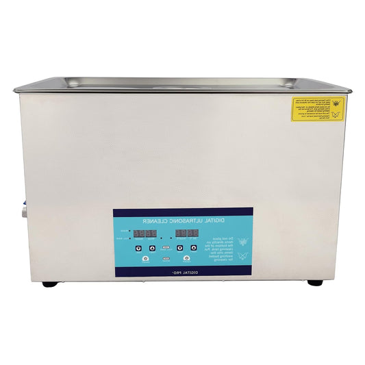 OUKANING Ultrasonic Cleaner, Stainless Steel, 30 Litres, 600 W, Ultrasonic Cleaning Device with 0-80 °C, Heating, 30 Min, Timer, Digital Display, 120 dB for Dental Prostheses, Jewelry, - QUORE