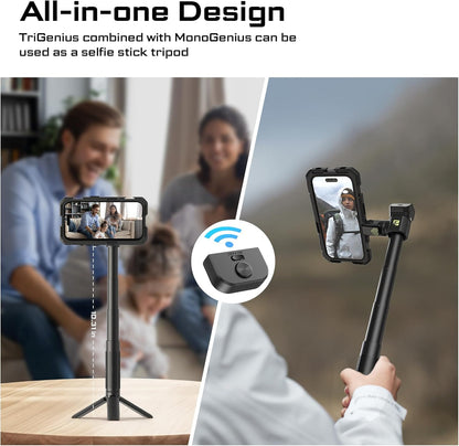 Freewell Multifunctionele Genius Rig Cage zonder gereedschap voor smartphone, snelle installatie, statief- en monopod-handgrepen, Bluetooth-afstandsbediening voor iPhone 15 Pro Max