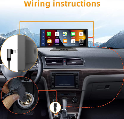 Podofo Draadloze Apple Carplay Android Auto Draagbare Autoradio,9.3 Inch 1080P IPS Touchscreen Carplay Display Autoradio Ontvanger met Bluetooth,FM-Zender,Stembediening,AUX,TF