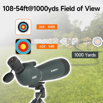 Svbony SV28 Spotting Scope 20-60X80, BAK4 Prism MC Optiek Monoculair met Statief Telefoon Adapter 45 Gebogen Oculair Spotting Scope voor het observeren van vogels
