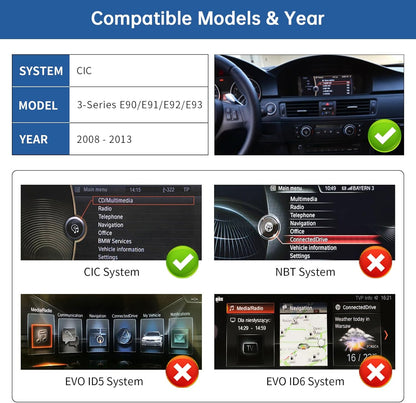 Road Top 12.3 Inch Autoradio Draadloze Carplay Android Auto Touchscreen voor BMW 3er E90/E91/E92/E93 2008-2013 Jaar met CIC Systeem, Car Stereo Multimedia Radio Ontvanger, Ondersteuning Mirrorlink
