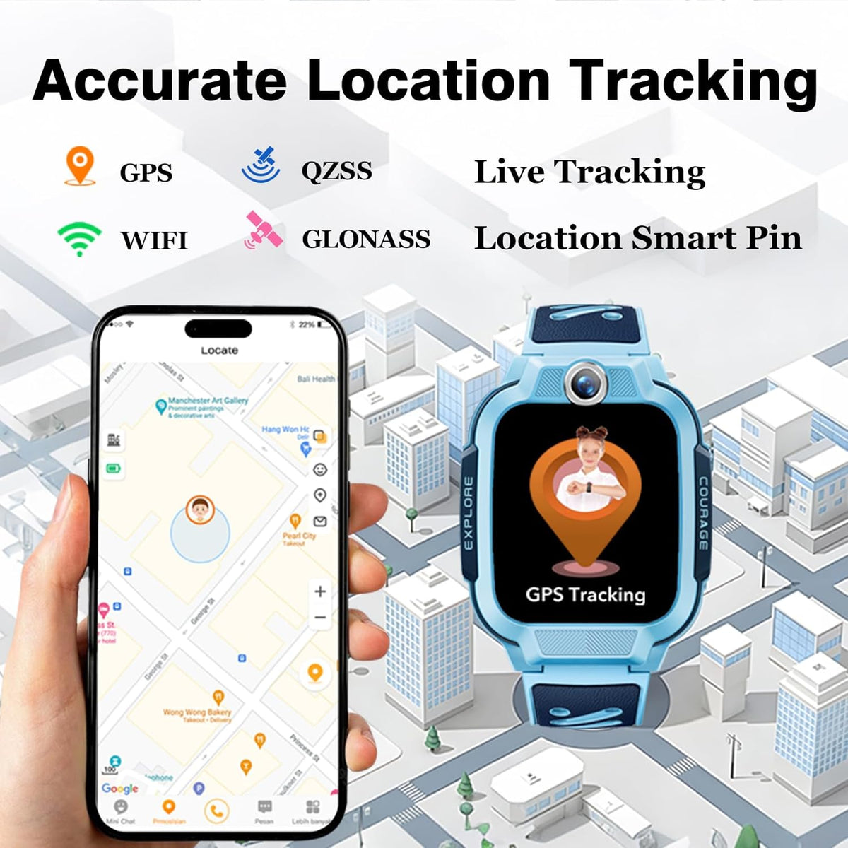 imoo Z3 Kinder Smartwatch – GPS Tracker Watch met HD Video Bellen (Wide-Angle Camera), SOS Noodknop, Ouderlijk Toezicht App, Klassenmodus, IPX8 Waterdicht 20m (Smart Watch for Kids)