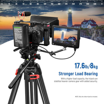 NEEWER 74 inch Pro videostatief met vloeistofkop, robuust aluminium statief met 360° draaibare en 160° kantelkop, QR-plaat compatibel met Manfrotto 501, diameter 75 mm schotelbasis voor DSLR-camera,
