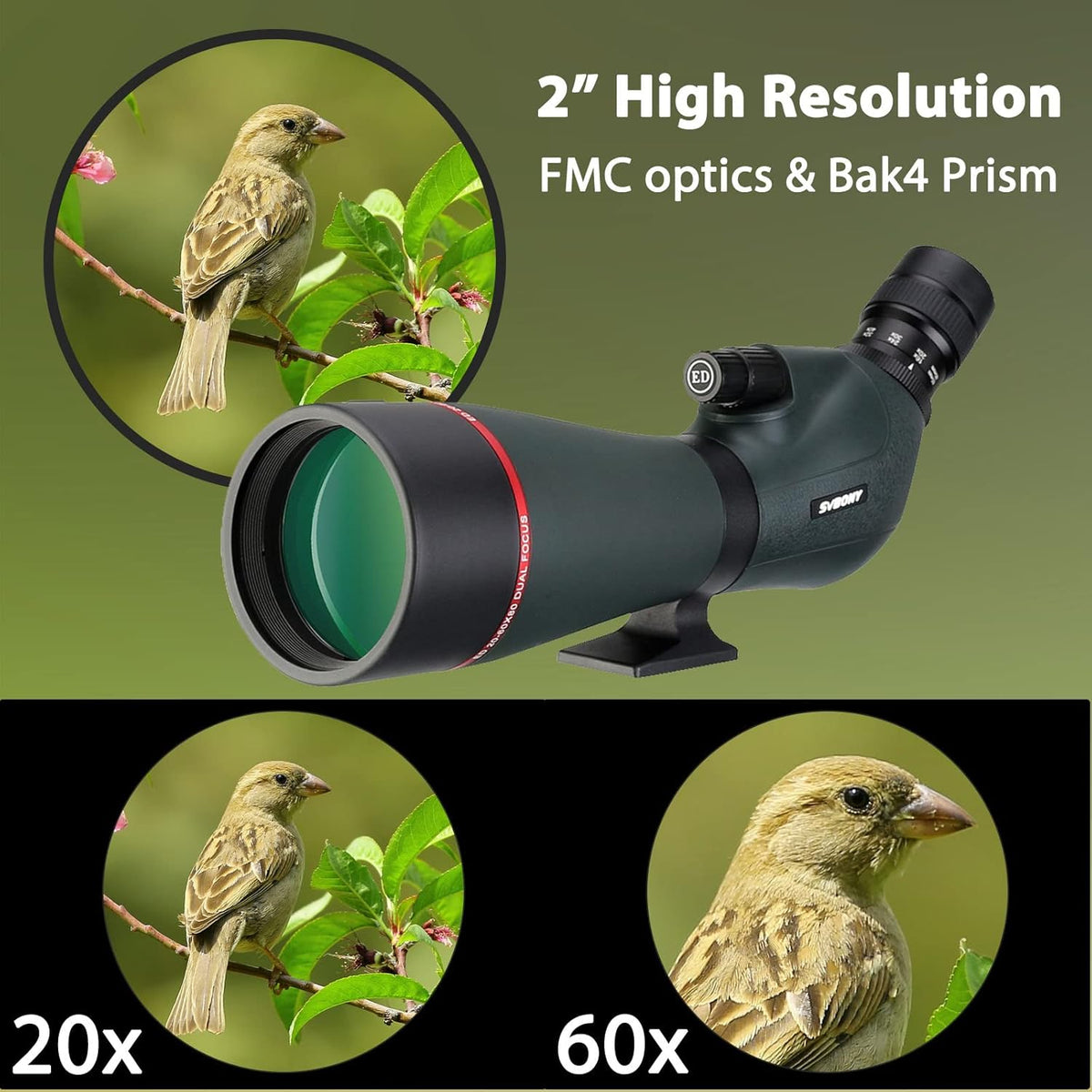 Spotting Scope – Verrekijker – Richtkijker – Observatiekijker – Vogelkijker – 20-60x Vergroting – 2MP Wifi Camera
